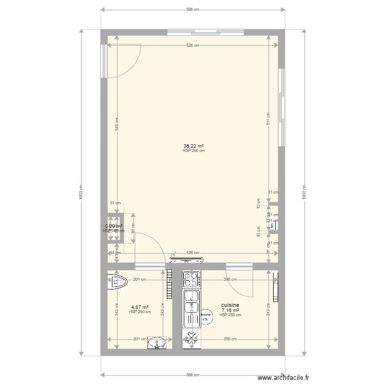 LOT 1 RDC 2. Plan de 4 pièces et 49 m2