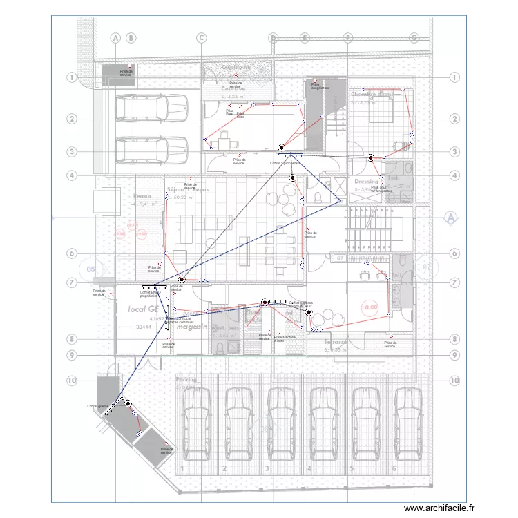 Alimentation prises RDC b&acirc;timent BONADIWOTO new. Plan de 0 pièce et 0 m2