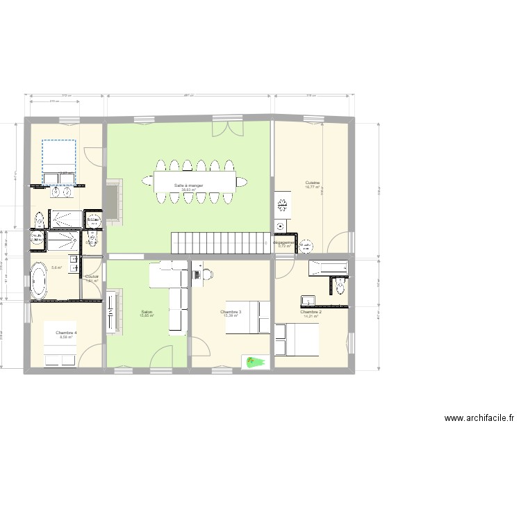 idée Changement sdb 3. Plan de 19 pièces et 273 m2