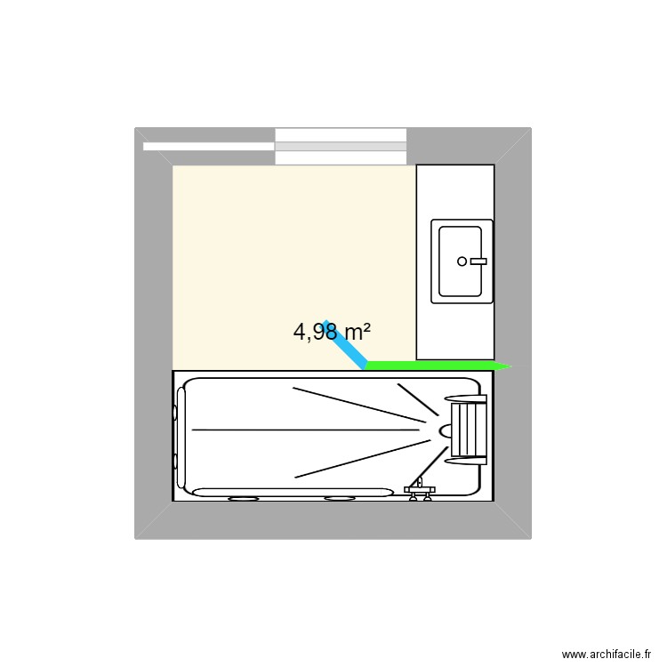 CHENY 2. Plan de 1 pièce et 5 m2