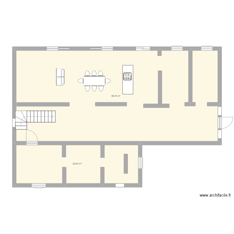 Maison Toppin. Plan de 2 pièces et 111 m2
