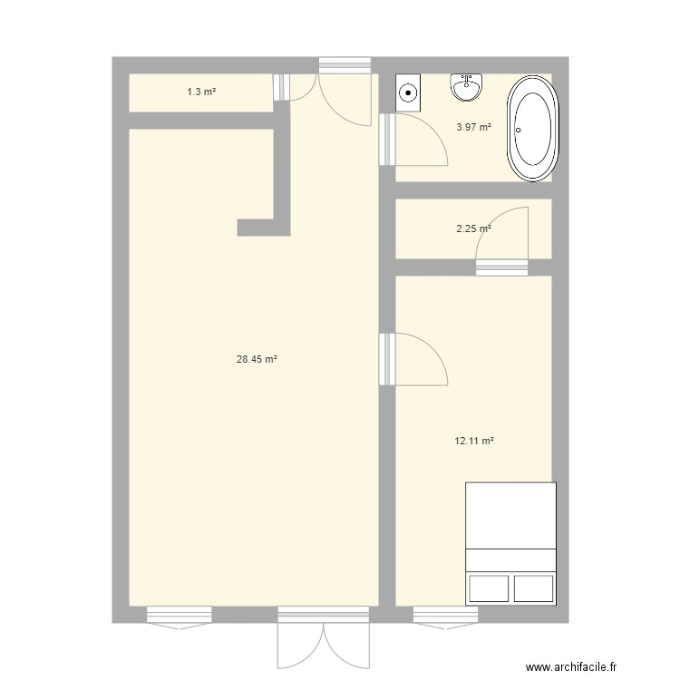 appartement 48m2. Plan de 0 pièce et 0 m2