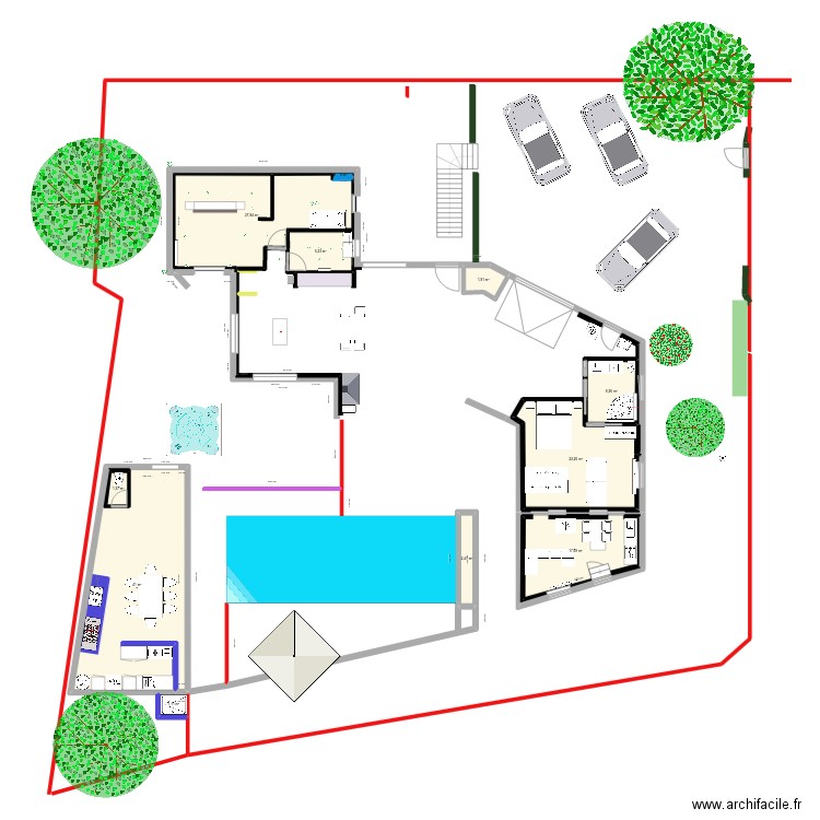 garage. Plan de 11 pièces et 129 m2