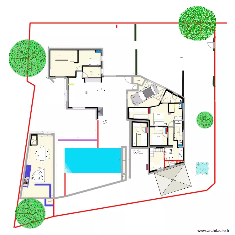 garage. Plan de 20  et 180 m²