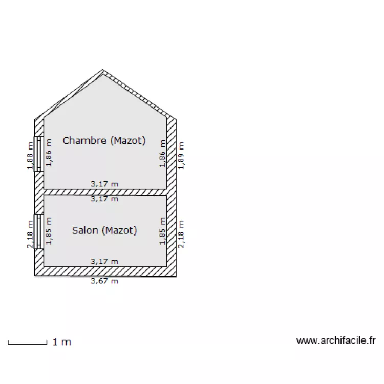 Mazot (Face arrière). Plan de Mazot (Face arrière). Plan de