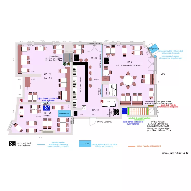 LA CAFE DES ARTS RDC APRES TRAVAUX. Plan de 