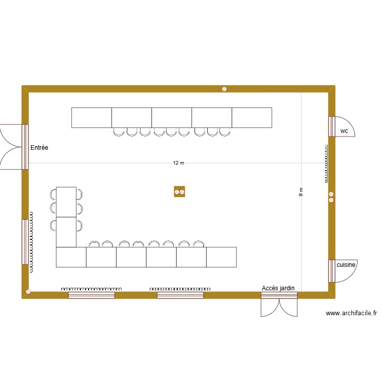 plan de salle pour clients. Plan de 1 pièce et 96 m2
