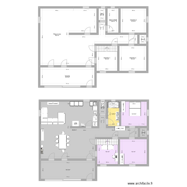 Maison . Plan de 16 pièces et 262 m2