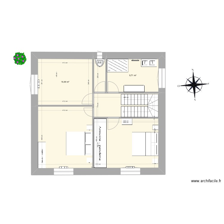 premier étage V2 estelle. Plan de 4 pièces et 73 m2