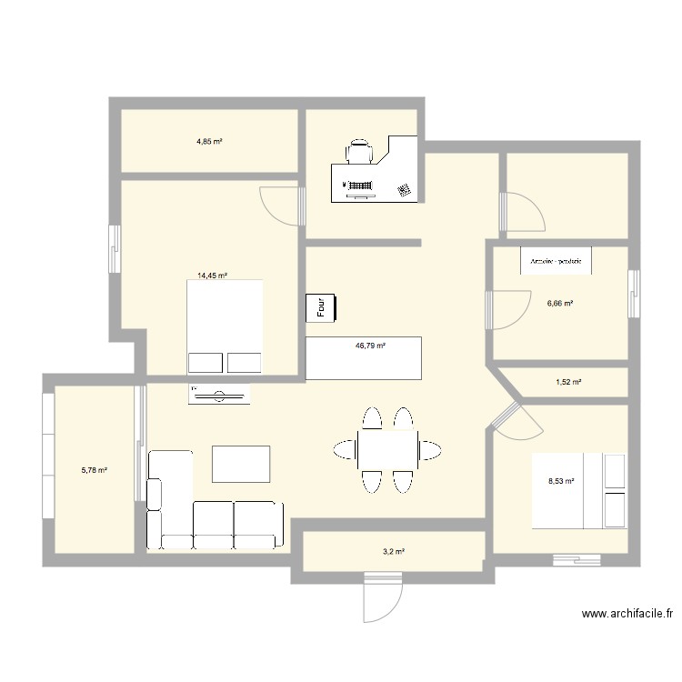 appartement nouveau. Plan de 8 pièces et 92 m2