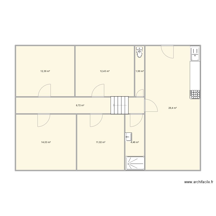 dif. Plan de 8 pièces et 93 m2