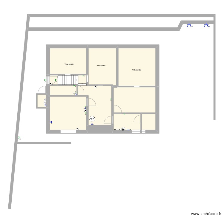 Cave électricité REZ. Plan de 9 pièces et 92 m2