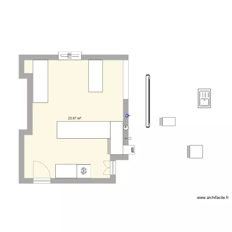 s&eacute;jour cuisine. Plan de 