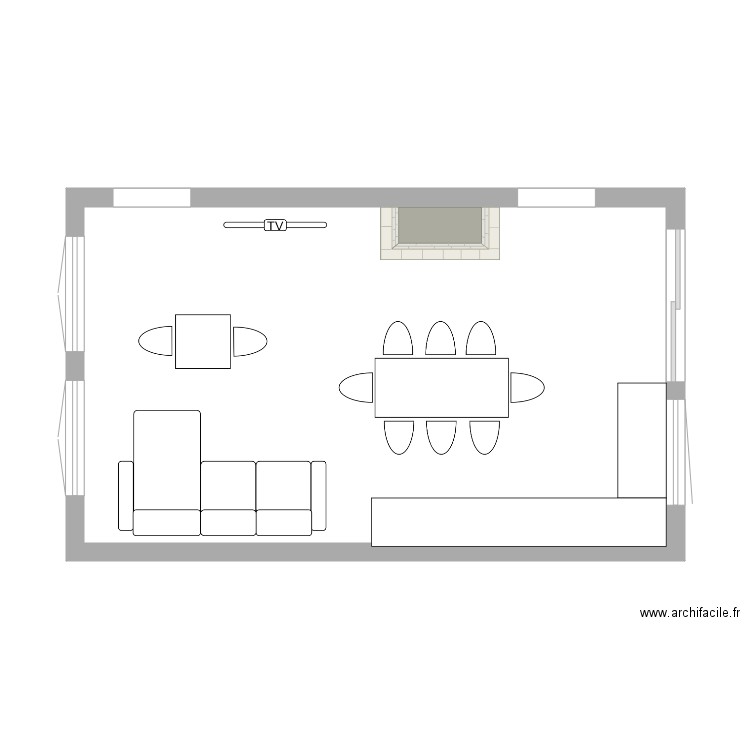 salon cuisine. Plan de 0 pièce et 0 m2