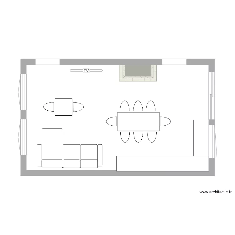 salon cuisine. Plan de 
