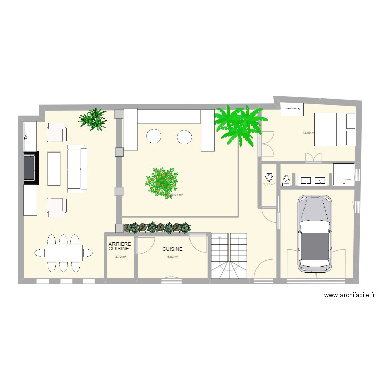 maison Berima RDC. Plan de 5 pièces et 123 m2