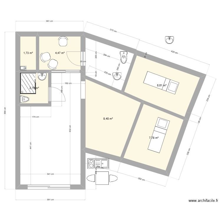 agrandissement blh. Plan de 0 pièce et 0 m2
