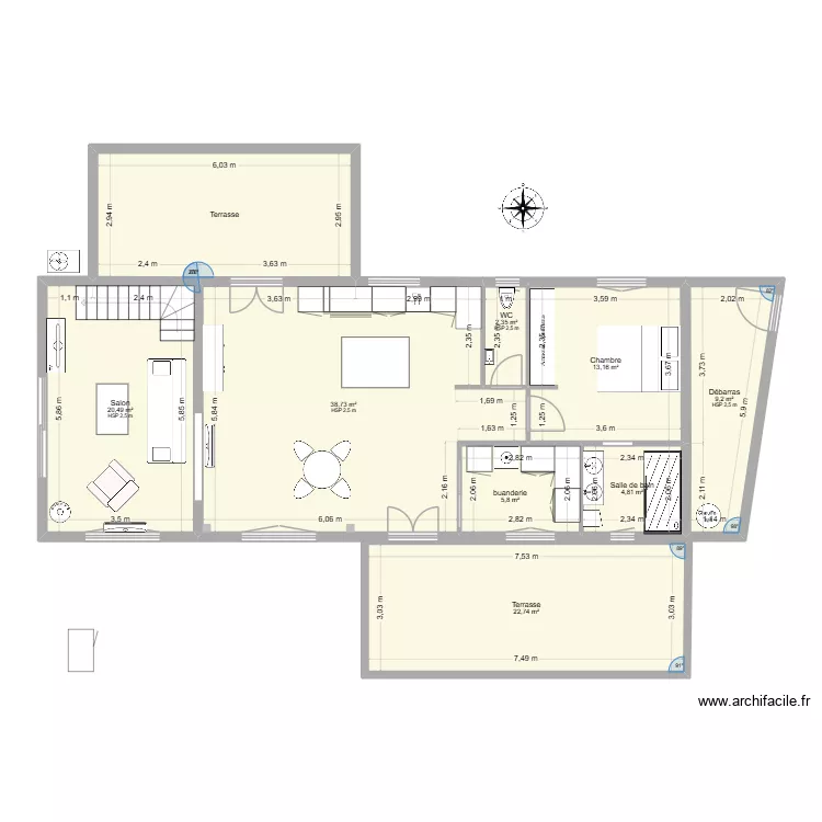 Champignelles. Plan de 9  et 135 m²