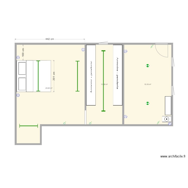 Plan elec chambre. Plan de 0 pièce et 0 m2