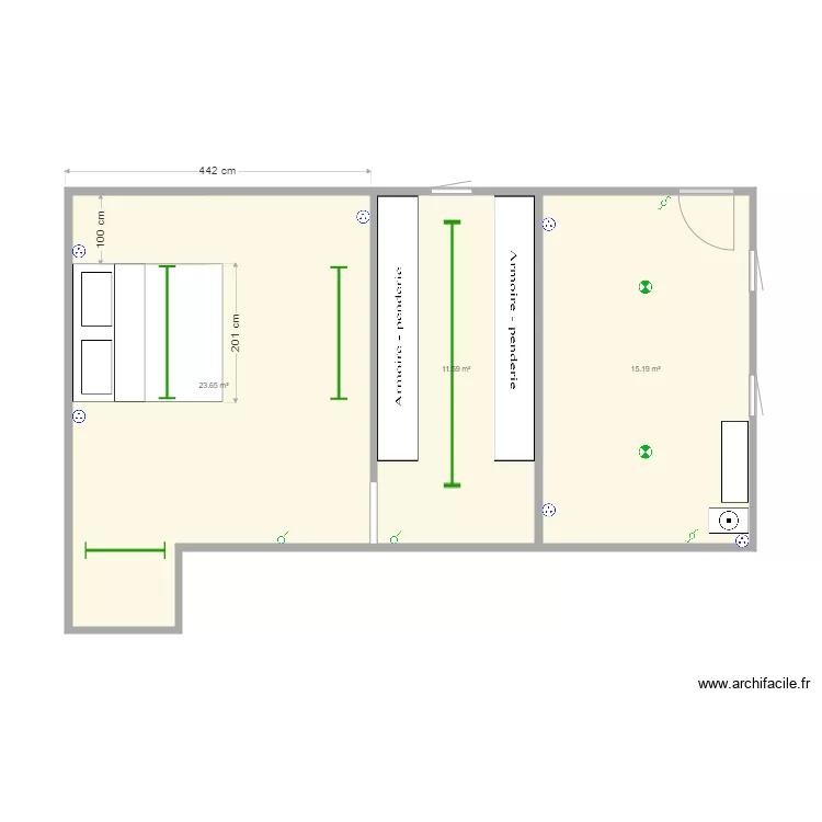 Plan elec chambre. Plan de 0 pièce et 0 m2