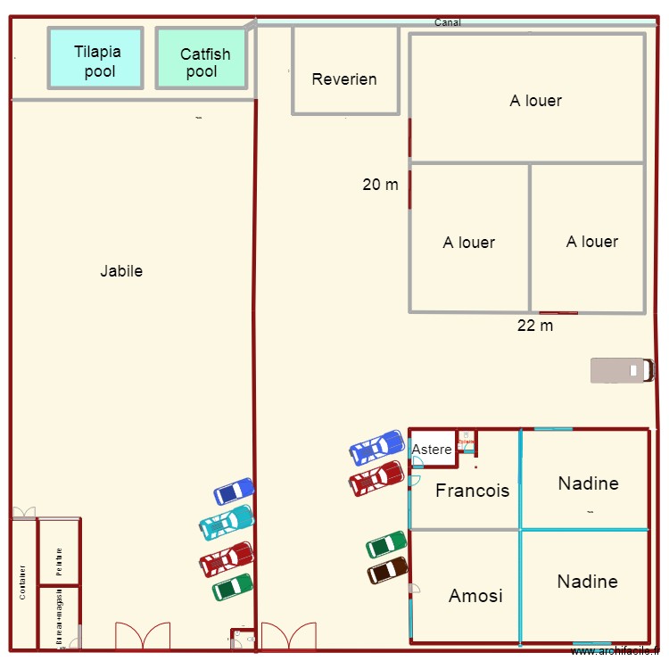 Partition Quartier industriel2. Plan de 16 pièces et 1239 m2