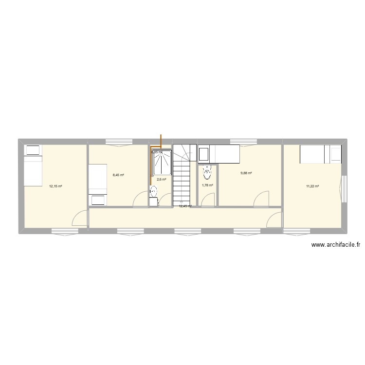salle de douche etage. Plan de 0 pièce et 0 m2