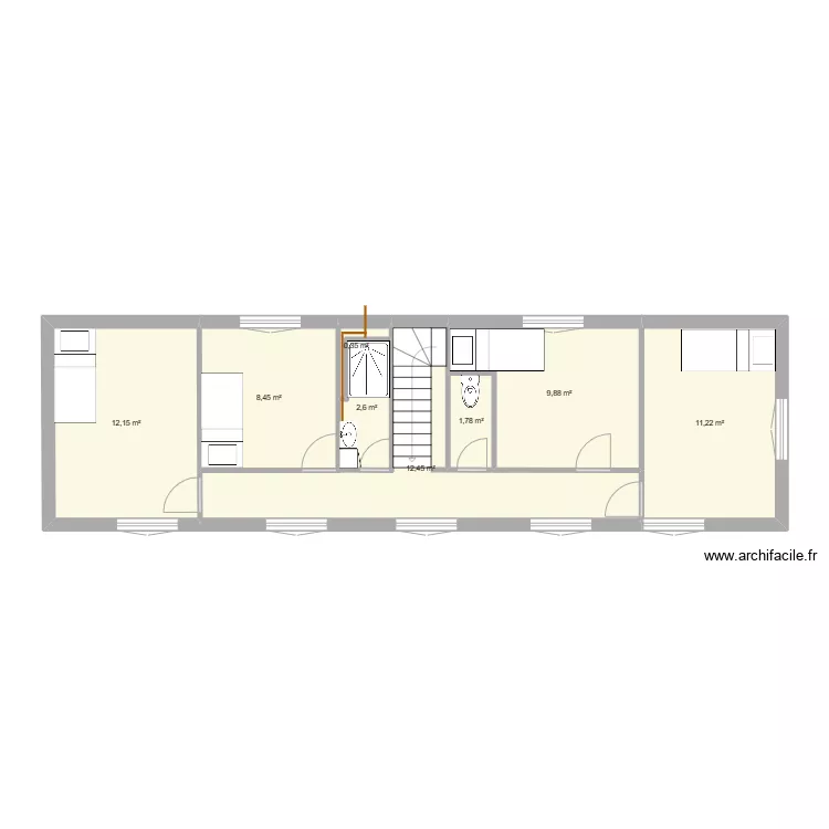 salle de douche etage. Plan de 