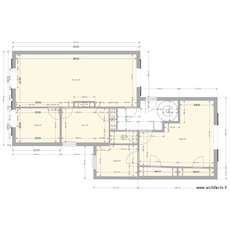 RDC actuel. Plan de 0 pièce et 0 m2