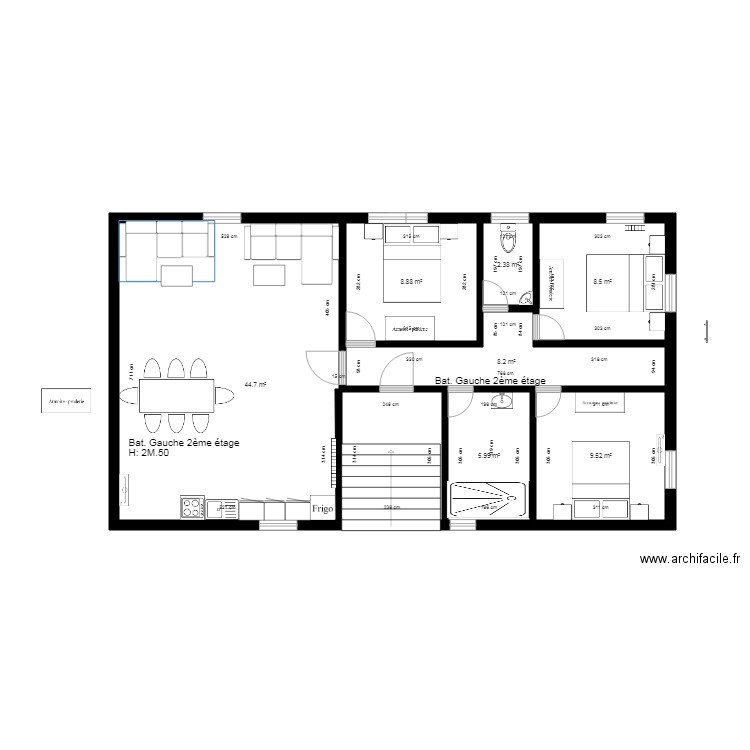 2ème Etage Bat   B 3 chambres 2018. Plan de 0 pièce et 0 m2