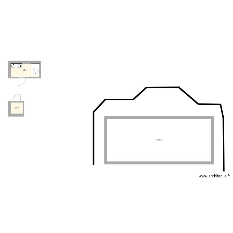 PISCINE. Plan de 3 pièces et 58 m2