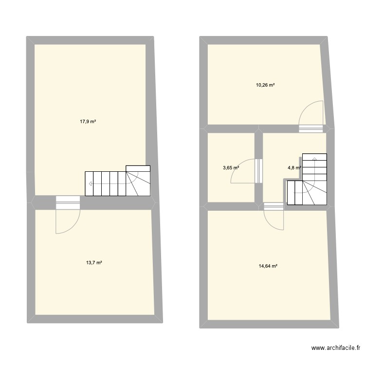 PLAN MAISON 1. Plan de 6 pièces et 65 m2