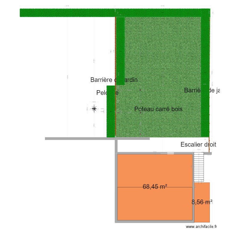 rez de chaussée 1. Plan de 1 pièce et 67 m2