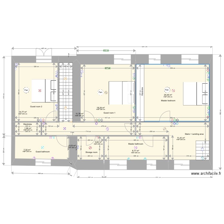 Castillon upstairs 2. Plan de 10 pièces et 102 m2