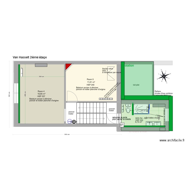 Van Hasselt. Plan de 21 pièces et 189 m2