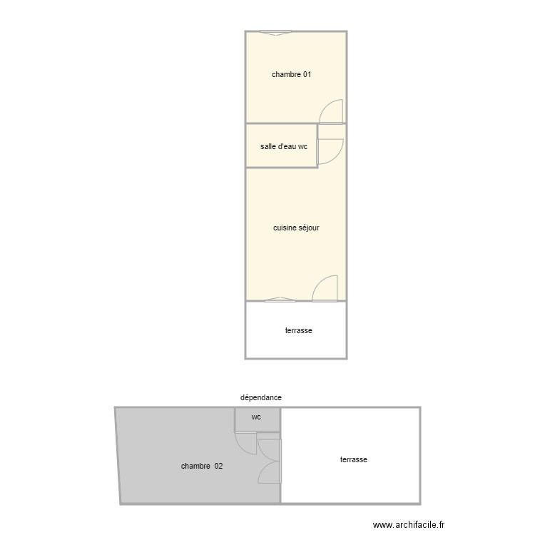 poirier am 1182. Plan de 7 pièces et 62 m2