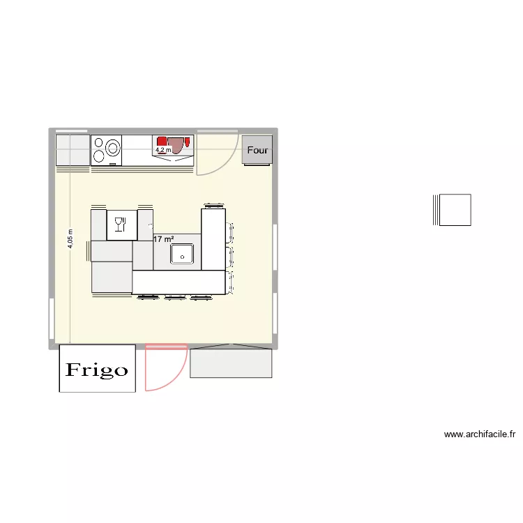 TOSCAN. Plan de 1 pièce et 17 m²