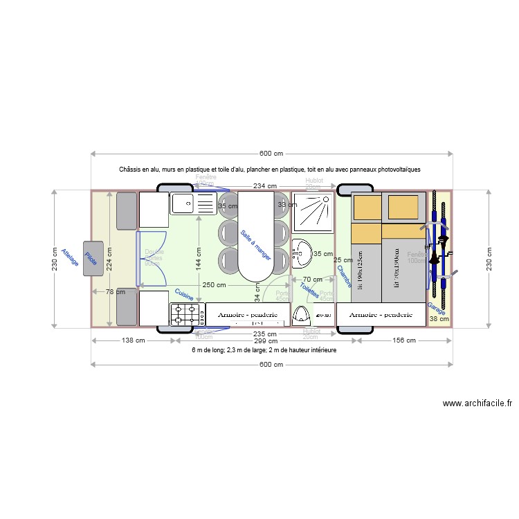 Roulotte 600 cm. Plan de 0 pièce et 0 m2