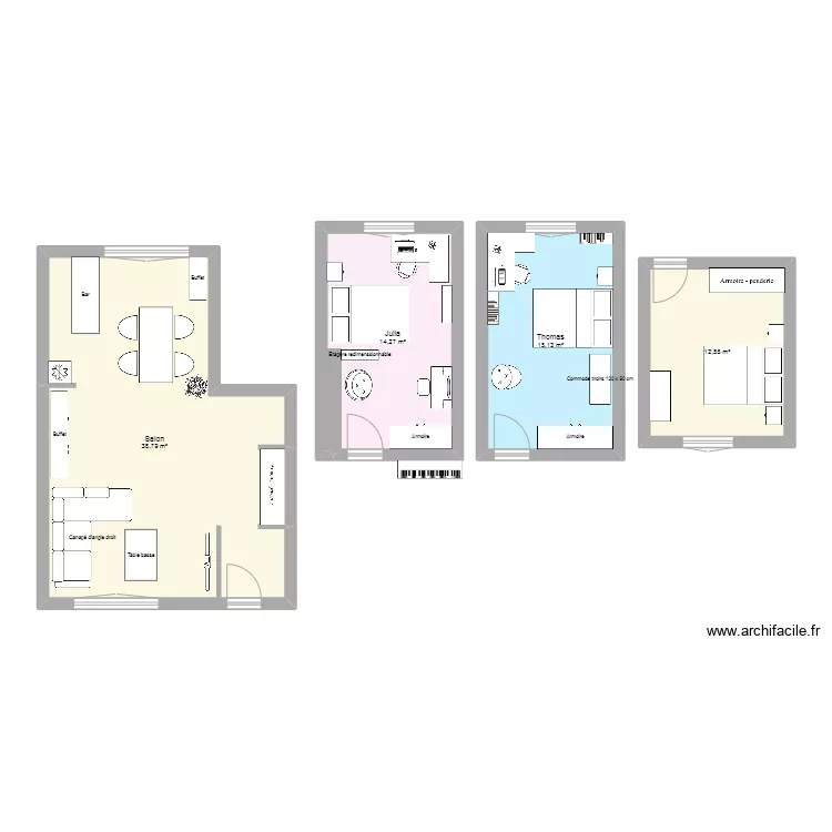 Pi&egrave;ces. Plan de 