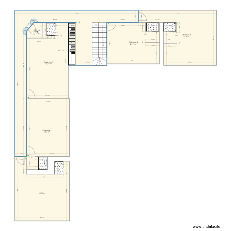 NB Réno - Etage. Plan de 7 pièces et 184 m2