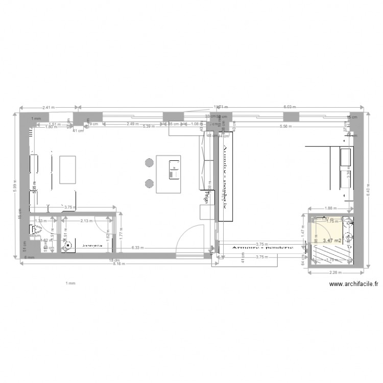 PASSY 9. Plan de 1 pièce et 3 m2