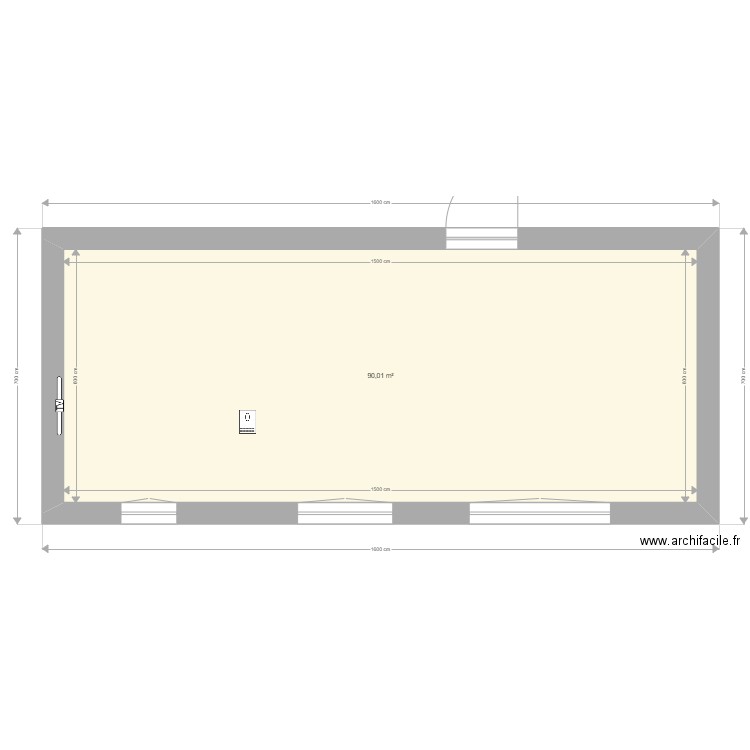 Grange Neuville Existant. Plan de 1 pièce et 90 m2