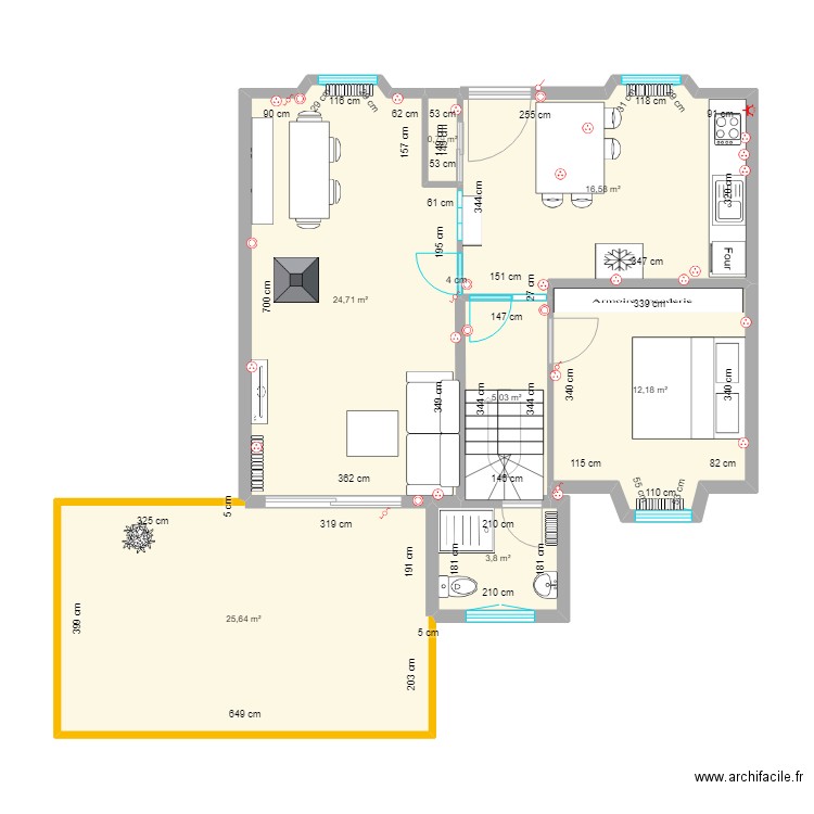 RDC Loperhet V3. Plan de 7 pièces et 89 m2