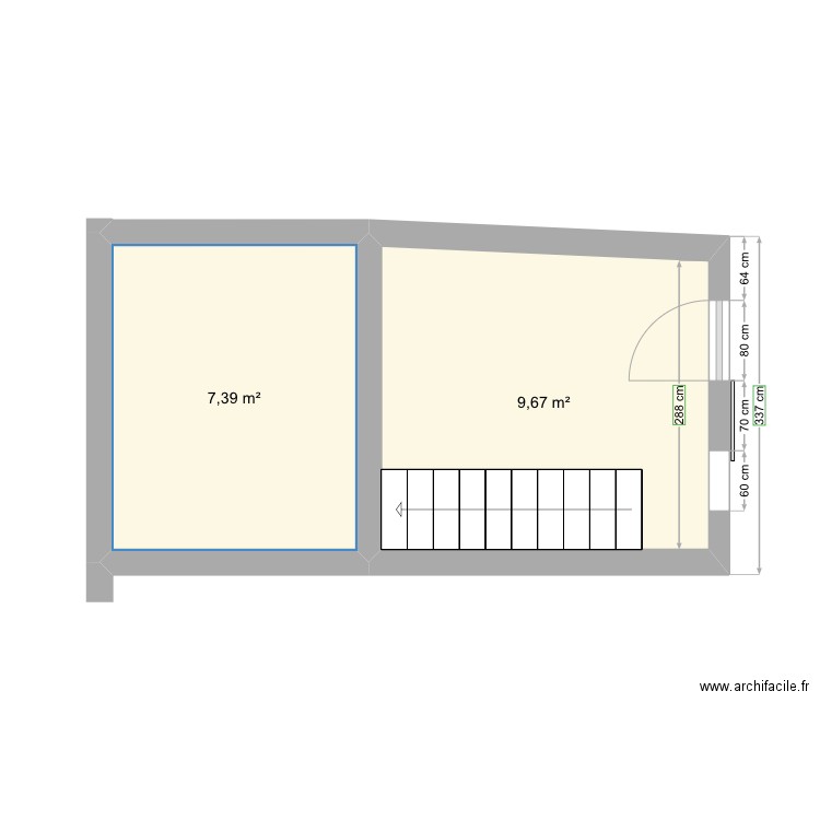 Test. Plan de 2 pièces et 17 m2