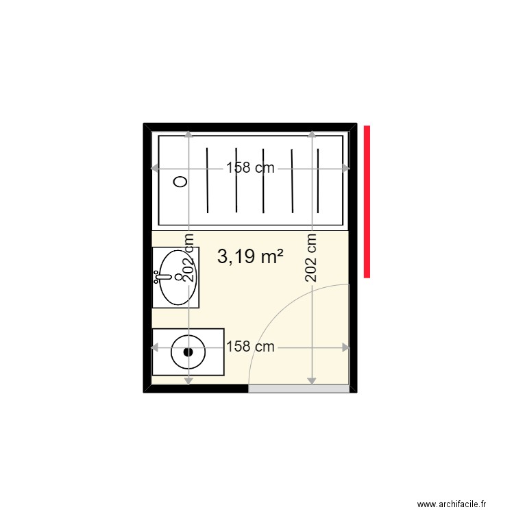 TITARELLI CLAUDIO. Plan de 1 pièce et 3 m2