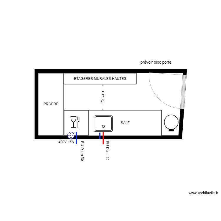 PLONGE CLERMONT. Plan de 1 pièce et 7 m2