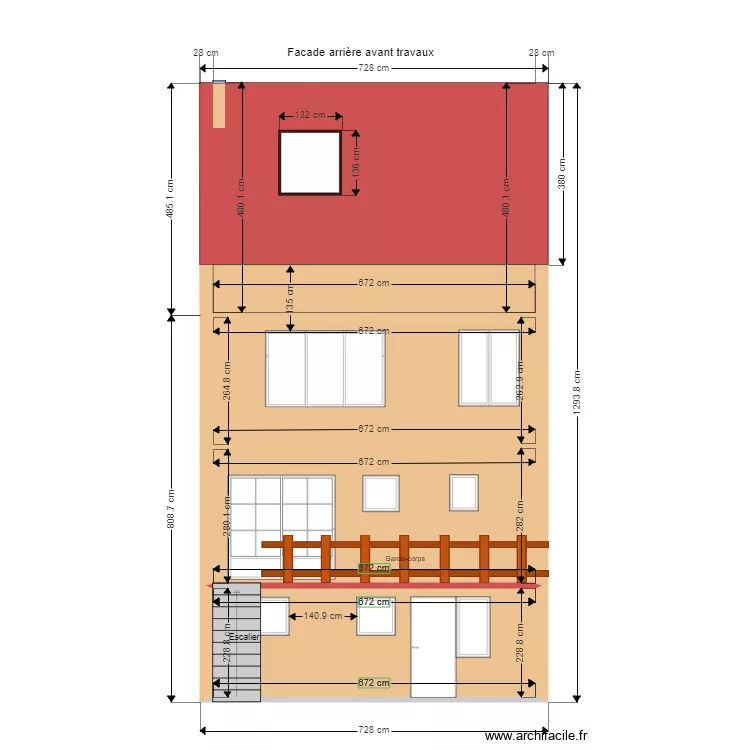 202011162117 Facade arri&egrave;re avant travaux. Plan de 