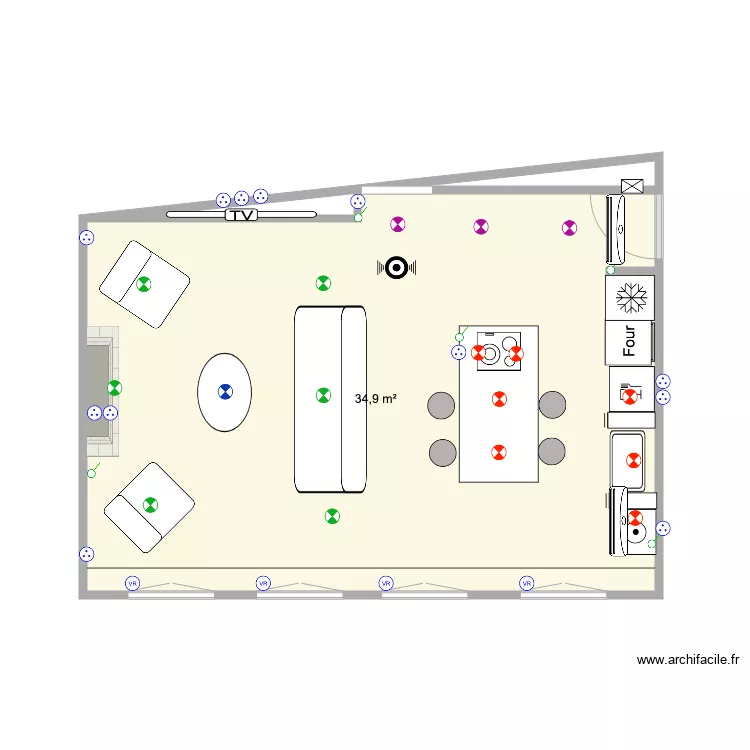 Salon Barre 3. Plan de 