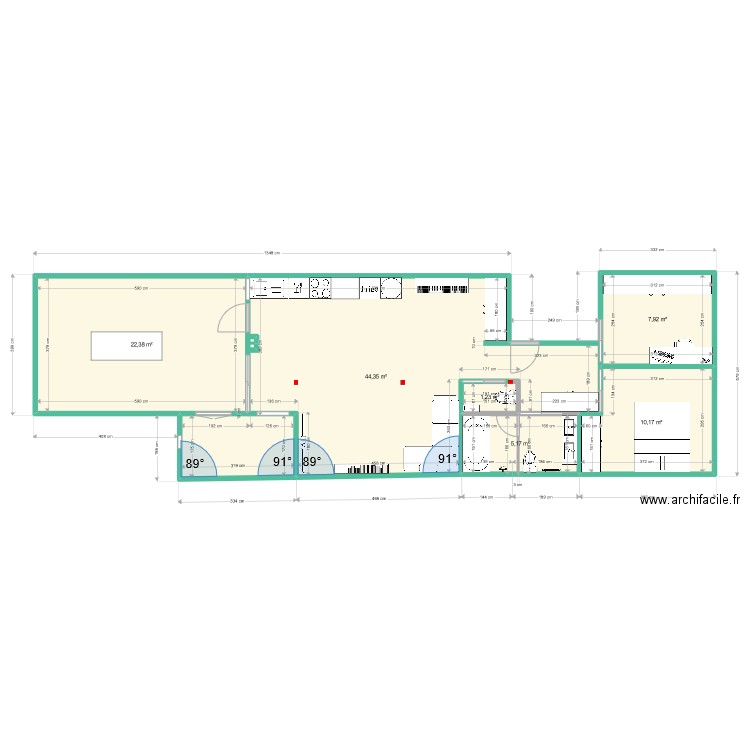Version finale cuisine en L. Plan de 0 pièce et 0 m2