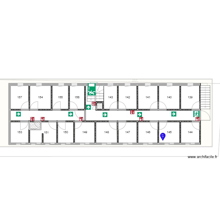 Plan évacuation rocade Chambre 145. Plan de 0 pièce et 0 m2