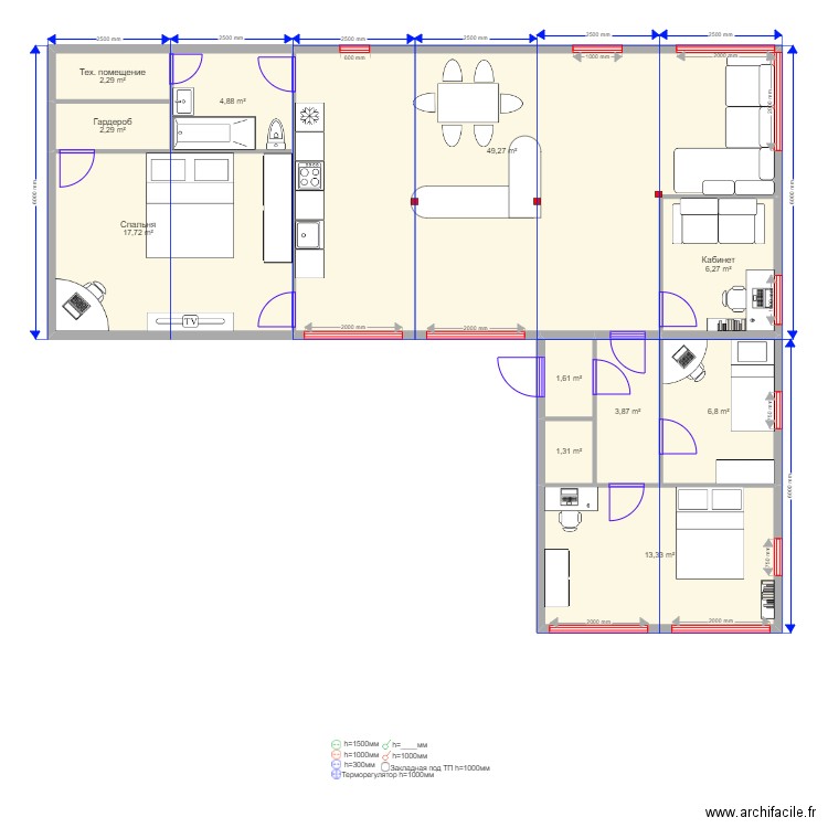 135  1. Plan de 11 pièces et 110 m2